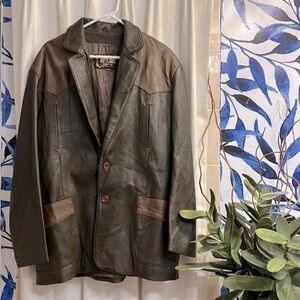 Men’s Vintage Outlaws Two Tone Leather Western Blazer Size 46